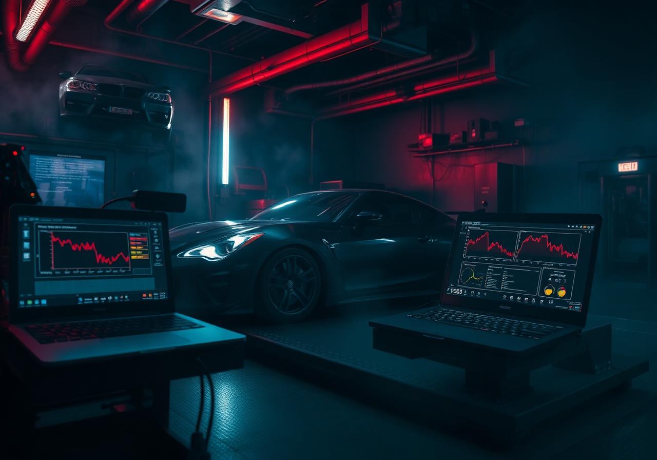 Dyno tuning session with ECU data logging