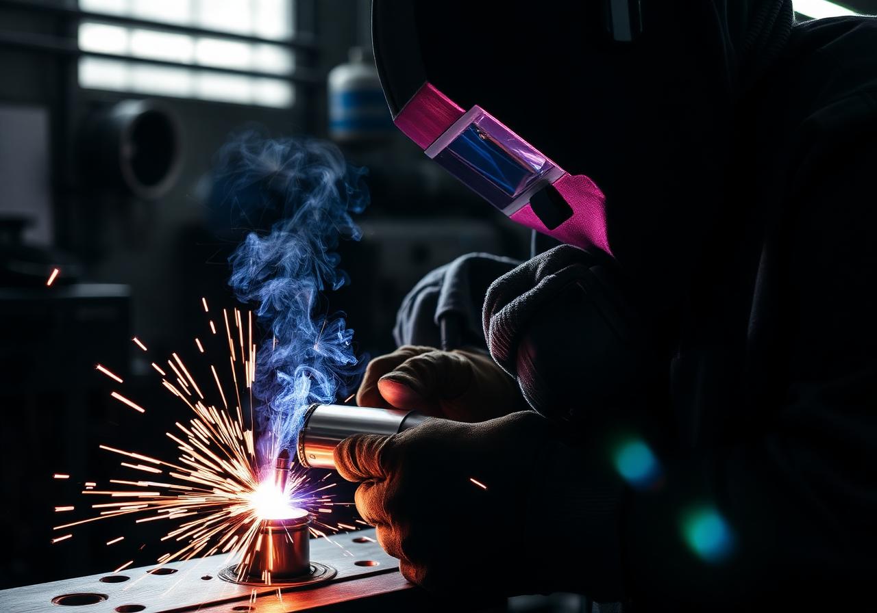 TIG welding a custom stainless turbo manifold